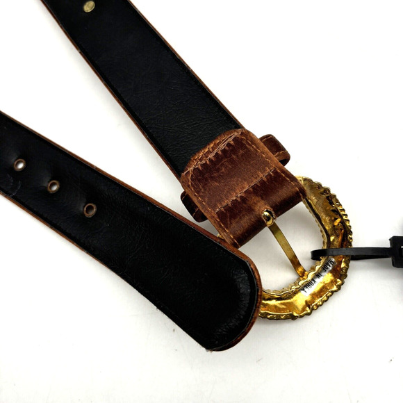 NEW Vintage 80s Cipriani 0179 Brown Satin Gold Filigree Gemstone Waist Belt M 30 main image 5